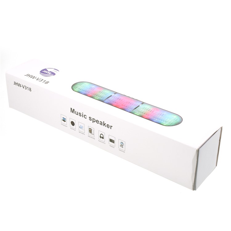 JHW-V318 Stereo Bluetooth Speaker with Colorful LED Support TF Card / Aux-input / FM - Black-11
