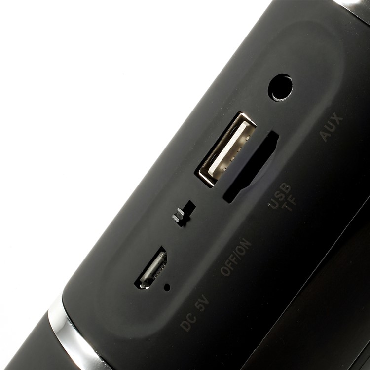 JHW-V318 Stereo Bluetooth Speaker with Colorful LED Support TF Card / Aux-input / FM - Black-7