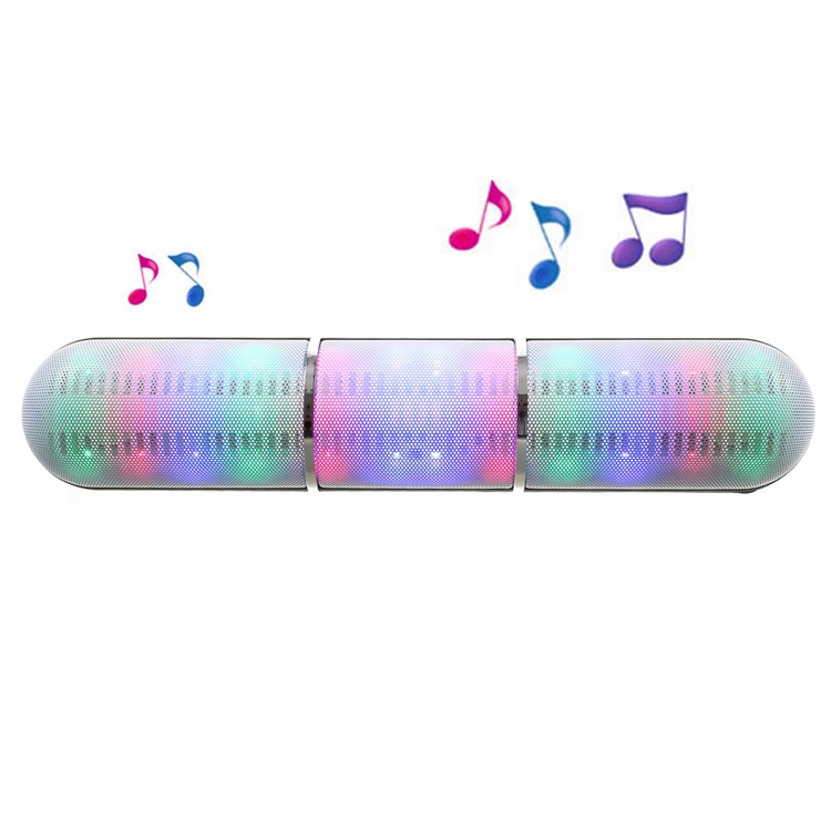 JHW-V318 Stereo Bluetooth Speaker with Colorful LED Support TF Card / Aux-input / FM - Black-9