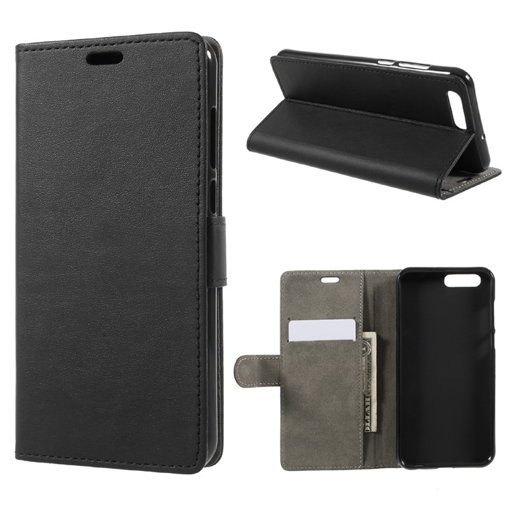 Flip Leather Cover Stand Card Holder Phone Case for Asus Zenfone 4 ZE554KL - Black-1