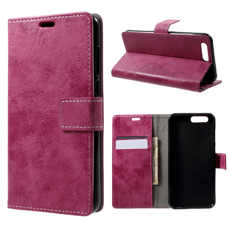 Vintage Wallet Stand Leather Flip Mobile Case for Asus Zenfone 4 ZE554KL - Rose-1