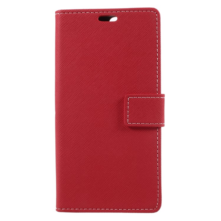 Cross Texture Leather Wallet Stand Phone Shell for Asus Zenfone 4 ZE554KL - Red-3