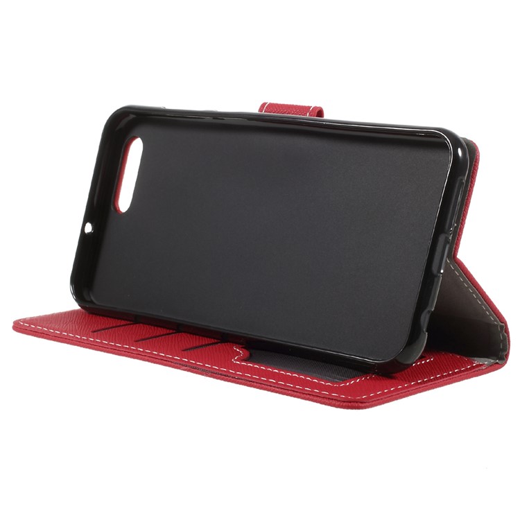 Cross Texture Leather Wallet Stand Phone Shell for Asus Zenfone 4 ZE554KL - Red-4