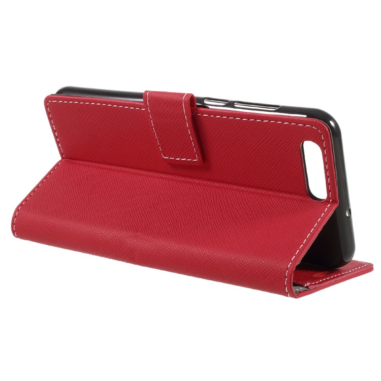 Cross Texture Leather Wallet Stand Phone Shell for Asus Zenfone 4 ZE554KL - Red-5