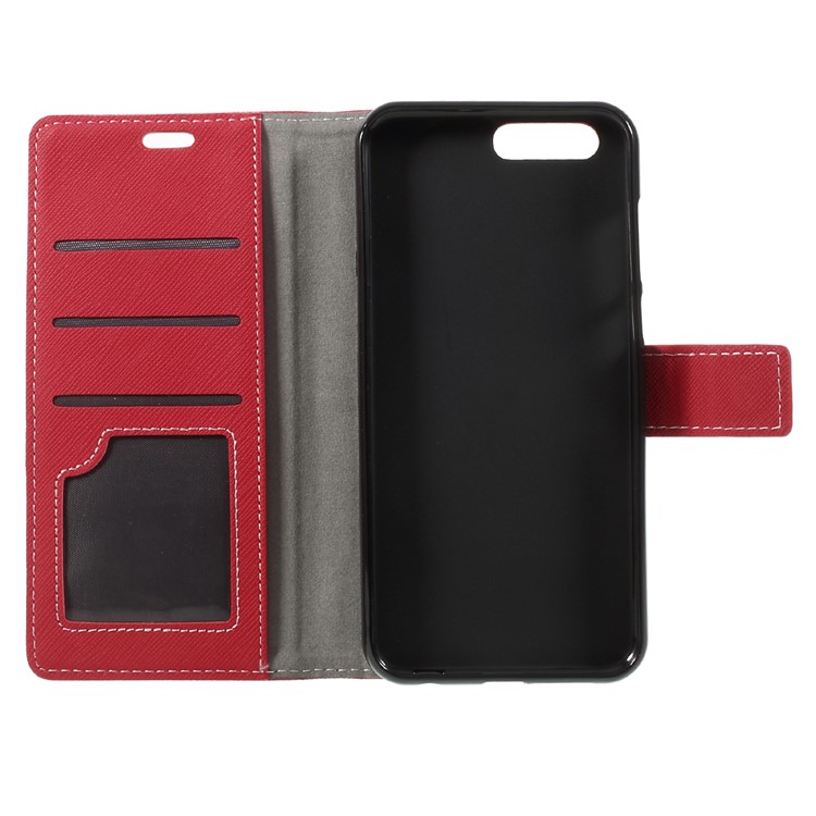 Cross Texture Leather Wallet Stand Phone Shell for Asus Zenfone 4 ZE554KL - Red-6