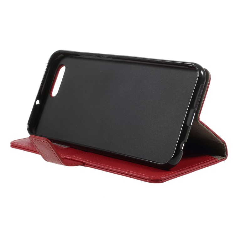 For Asus Zenfone 4 ZE554KL Litchi Grain PU Leather Wallet Phone Cover with Stand - Red-4
