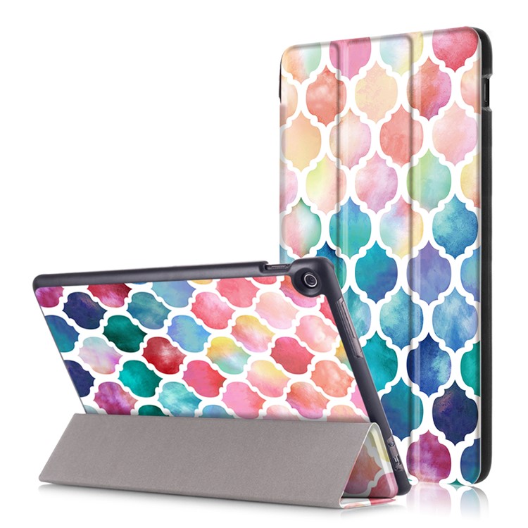 Pattern Printing Foldable Tri-fold Stand Leather Tablet Folio Shell for Asus Zenpad 10 Z301MFL - Colorized Checks-1