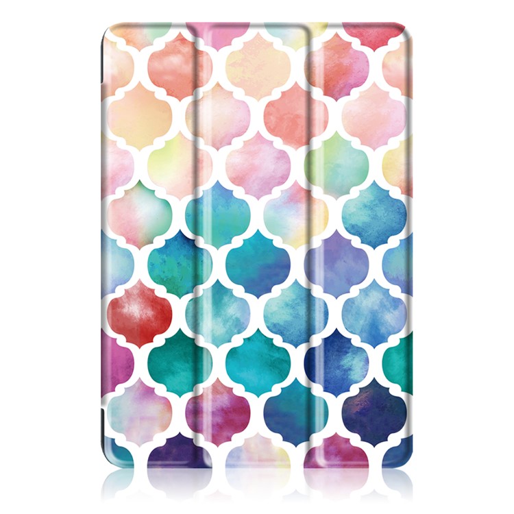 Pattern Printing Foldable Tri-fold Stand Leather Tablet Folio Shell for Asus Zenpad 10 Z301MFL - Colorized Checks-2