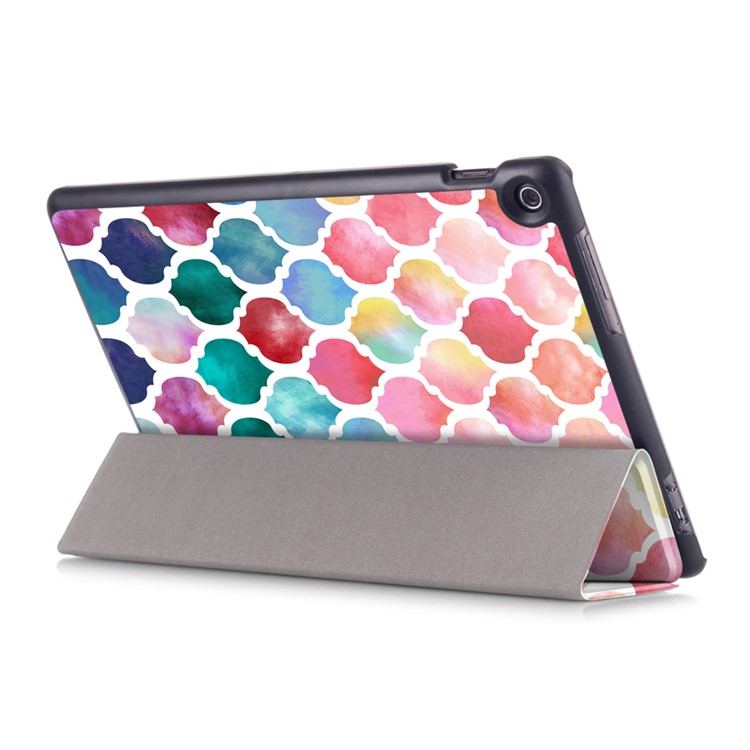 Pattern Printing Foldable Tri-fold Stand Leather Tablet Folio Shell for Asus Zenpad 10 Z301MFL - Colorized Checks-5