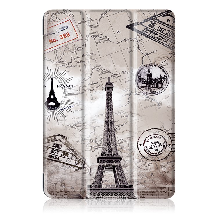 Foldable Tri-fold Stand Pattern Printing Leather Tablet Folio Shell for Asus Zenpad 10 Z301MFL - Eiffel Tower-2