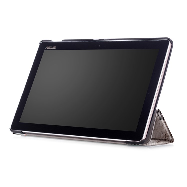 Foldable Tri-fold Stand Pattern Printing Leather Tablet Folio Shell for Asus Zenpad 10 Z301MFL - Eiffel Tower-6