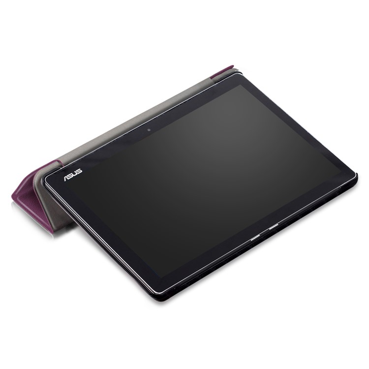 For Asus Zenpad 10 Z301MFL Tri-fold Stand Leather Folio Case - Purple-7