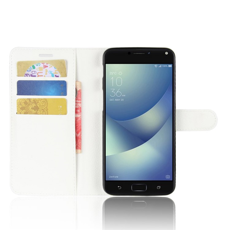 Litchi Skin PU Leather Wallet Stand Phone Case for Asus Zenfone 4 Max /4 Max Pro /4 Max Plus ZC554KL - White-4
