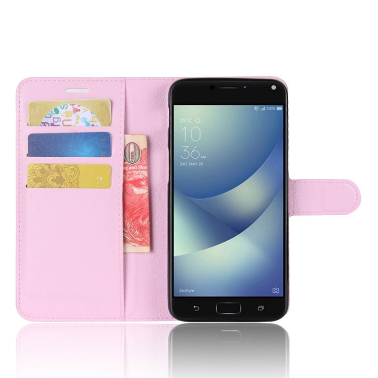 Litchi Skin PU Leather Wallet Stand Cell Phone Cover for Asus Zenfone 4 Max /4 Max Pro /4 Max Plus ZC554KL - Pink-4
