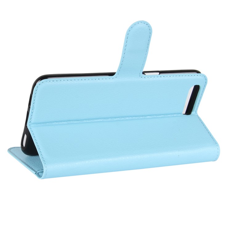Litchi Skin PU Leather Wallet Stand Phone Case with Magnet for Asus Zenfone 4 Max /4 Max Pro /4 Max Plus ZC554KL - Blue-5