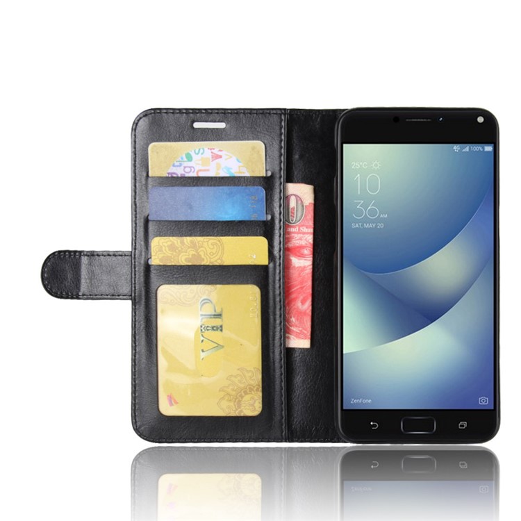 Crazy Horse Flip Leather Wallet Cell Phone Cover for Asus Zenfone 4 MAX ZC554KL - Black-5