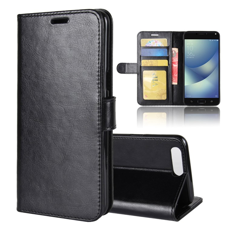 Crazy Horse Flip Leather Wallet Cell Phone Cover for Asus Zenfone 4 MAX ZC554KL - Black-8
