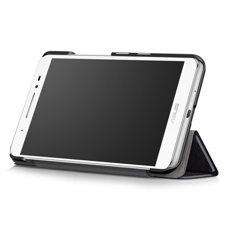 For ASUS ZenPad C (Z171KG) Tri-fold Stand Leather Protective Casing - Black-6