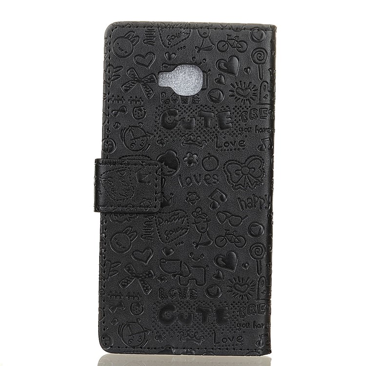 Cartoon Graffiti Protective Leather Wallet Case for Asus Zenfone Selfie ZD552KL - Black-2