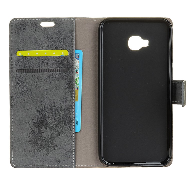 Vintage Style Leather Wallet Stand Mobile Case for Asus Zenfone 4 Selfie Pro ZD552KL - Grey-4