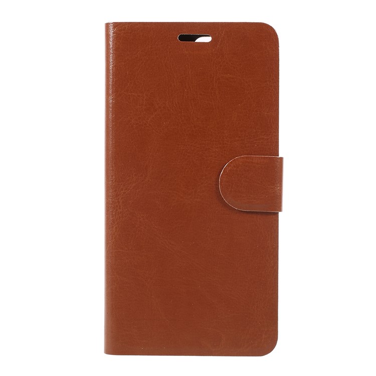 Crazy Horse Texture Leather Card Holder Mobile Phone Case (Built-in Steel Sheet) for Asus ZenFone 4 ZE554KL - Brown-1