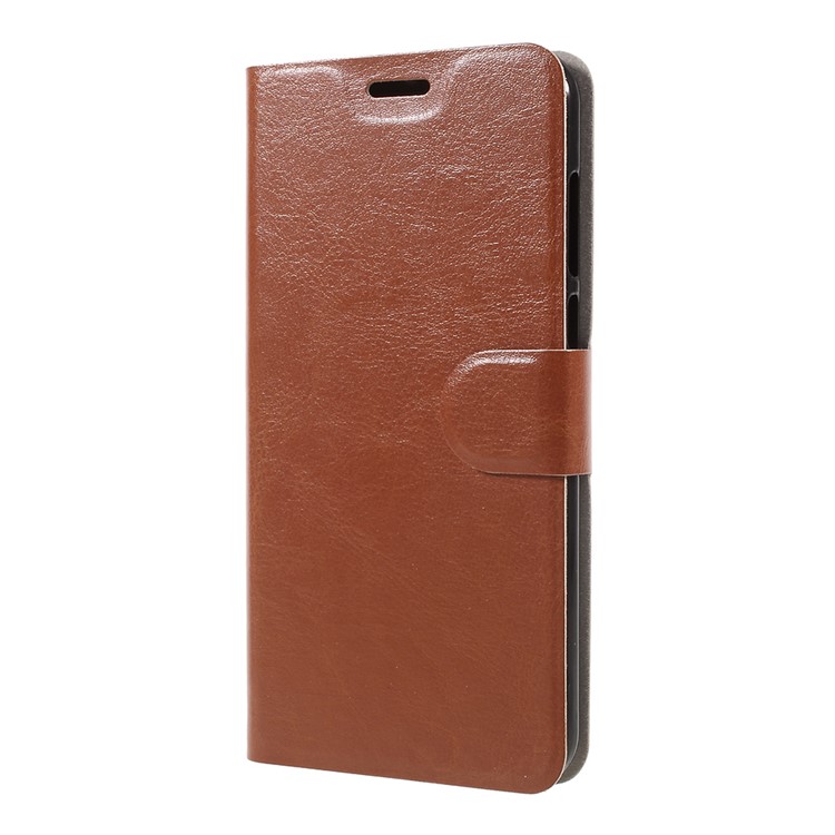 Crazy Horse Texture Leather Card Holder Mobile Phone Case (Built-in Steel Sheet) for Asus ZenFone 4 ZE554KL - Brown-2
