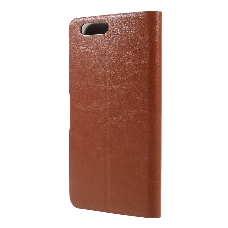 Crazy Horse Texture Leather Card Holder Mobile Phone Case (Built-in Steel Sheet) for Asus ZenFone 4 ZE554KL - Brown-3