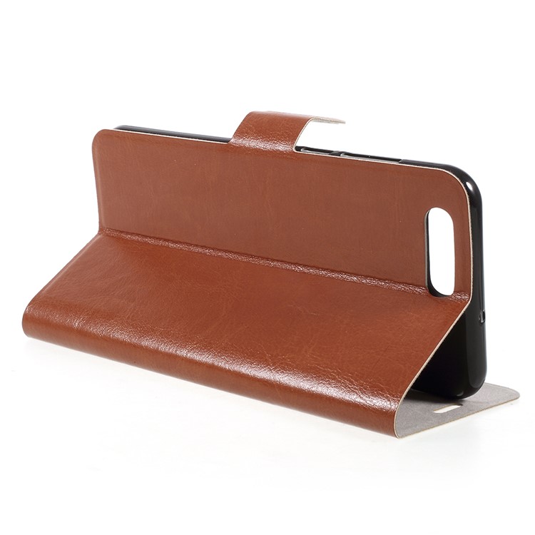 Crazy Horse Texture Leather Card Holder Mobile Phone Case (Built-in Steel Sheet) for Asus ZenFone 4 ZE554KL - Brown-5