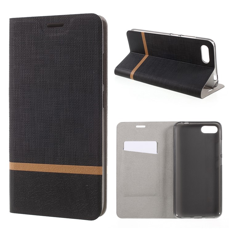 Cross Pattern Leather Card Holder Phone Case (Built-in Steel Sheet) for Asus Zenfone 4 MAX ZC554KL - Black-1