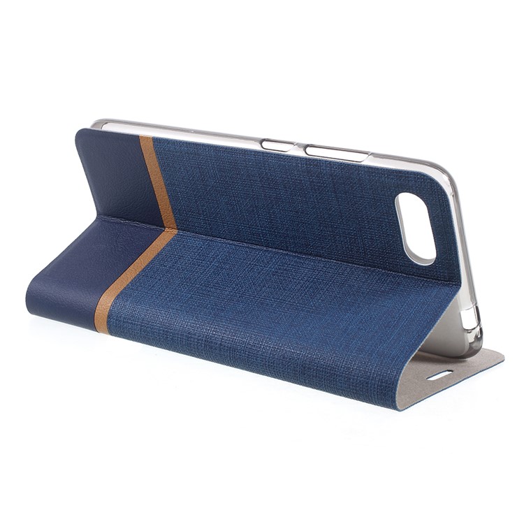 Cross Pattern Leather Card Holder Phone Shell (Built-in Steel Sheet) for Asus Zenfone 4 Max /4 Max Pro /4 Max Plus ZC554KL - Blue-5