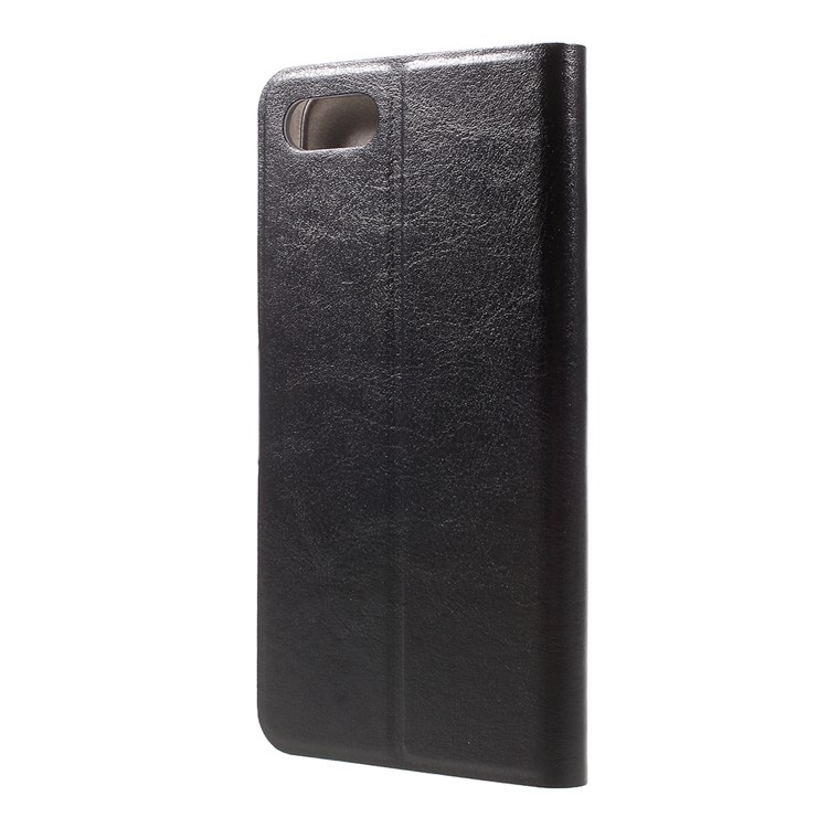 Crazy Horse Texture Leather Card Holder Phone Shell (Built-in Steel Sheet) for Asus ZenFone 4 Max ZC554KL - Black-2
