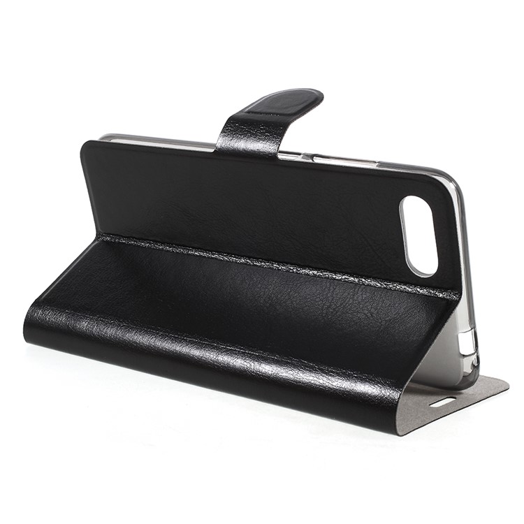 Crazy Horse Texture Leather Card Holder Phone Shell (Built-in Steel Sheet) for Asus ZenFone 4 Max ZC554KL - Black-4