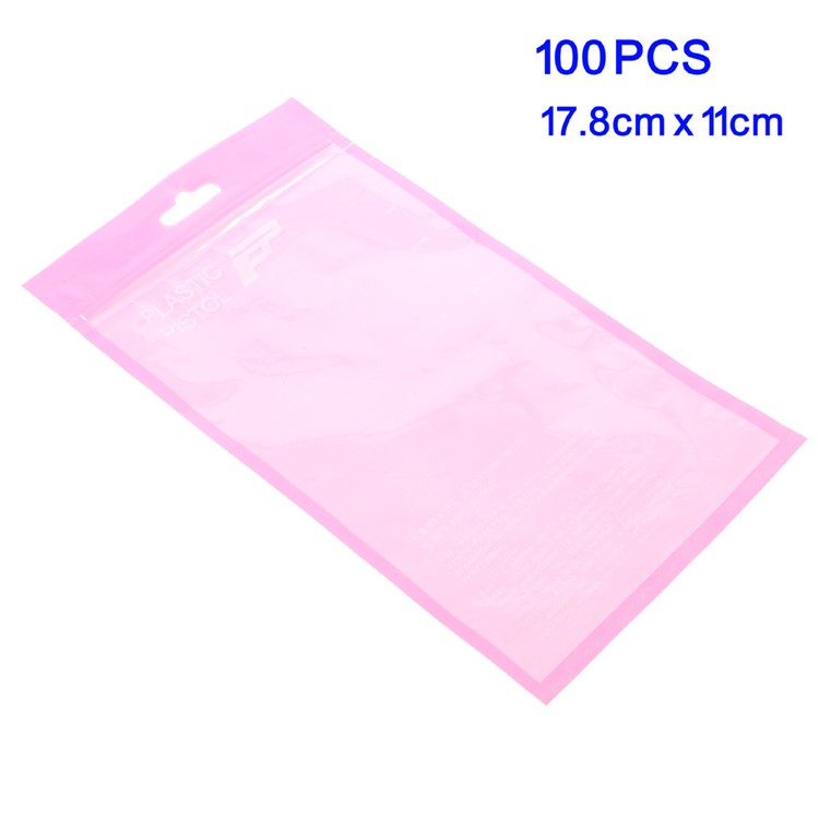 100pcs Sacos De Plástico Zip Top Pink Pacote - Rosa-1
