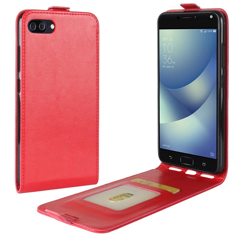 Crazy Horse Vertical Flip Leather Mobile Cover for Asus ZenFone 4 Max / 4 Max Pro /4 Max Plus (ZC554KL) - Red-1