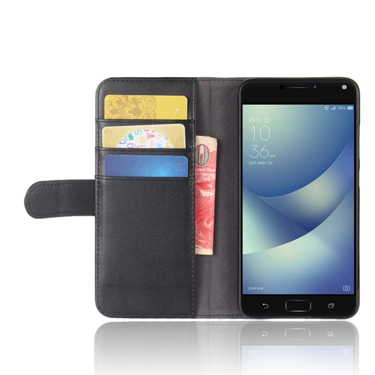 Split Leather Cell Phone Case with Stand for Asus ZenFone 4 Max /4 Max Pro /4 Max Plus (ZC554KL) - Black-5