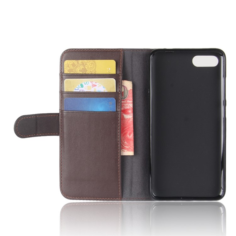 Split Leather Flip Stand Wallet Mobile Phone Cover Shell for Asus ZenFone 4 Max /4 Max Pro /4 Max Plus (ZC554KL) - Brown-4