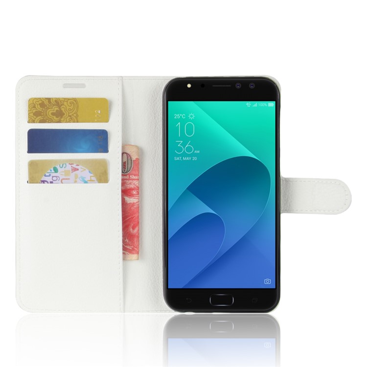 Litchi Skin Brieftasche Leder Standfuß für Asus Zenfone 4 Selfie Pro ZD552KL - Weiß-4