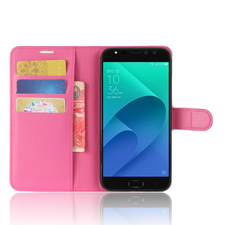 Litchi Skin Wallet Leather Cover Case for Asus Zenfone 4 Selfie Pro ZD552KL - Rose Gold-4