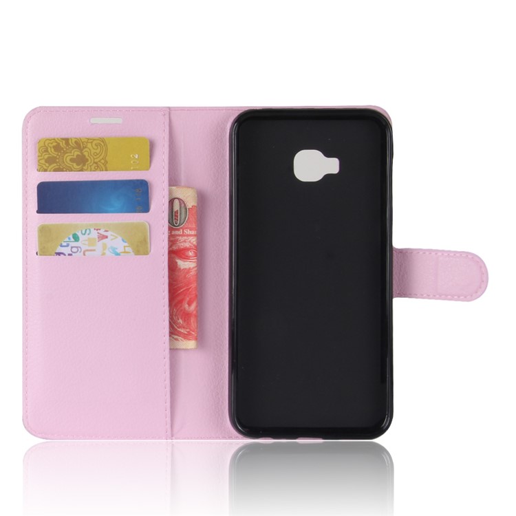 Litchi Skin Leather Stand Case with Card Slots for Asus Zenfone 4 Selfie Pro ZD552KL - Pink-3