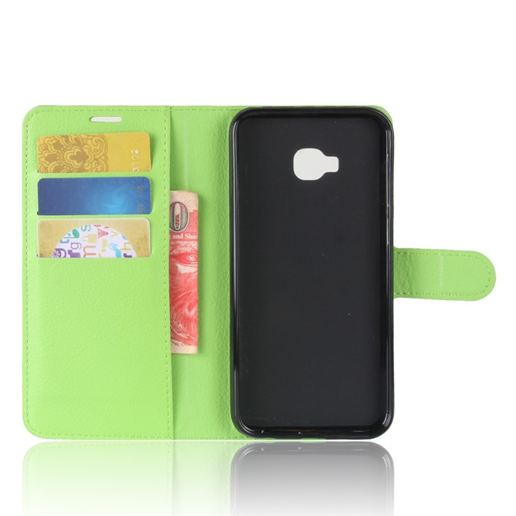 Litchi Skin Leather Stand Cover with Card Slots for Asus Zenfone 4 Selfie Pro ZD552KL - Green-3