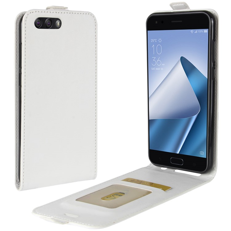 Crazy Horse Crazy Horse Vertical Leather Card Holder Cover for Asus ZenFone 4 (ZE554KL) - White-1