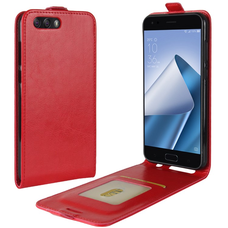 Crazy Horse Crazy Horse Vertical Leather Phone Case for Asus ZenFone 4 (ZE554KL) - Red-1