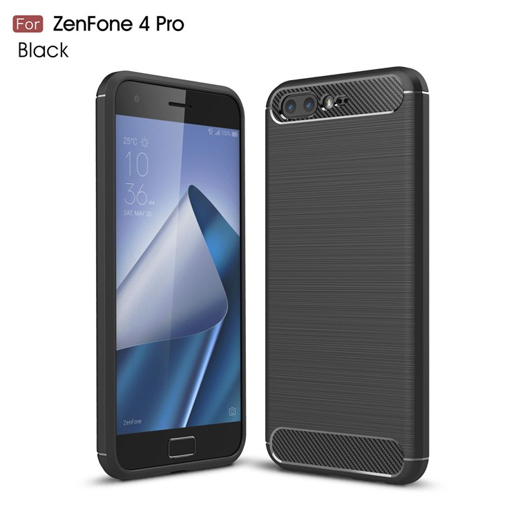 Carbon Fiber Texture Brushed TPU Mobile Phone Case for Asus ZenFone 4 Pro ZS551KL - Black-1