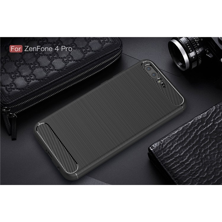 Carbon Fiber Texture Brushed TPU Mobile Phone Case for Asus ZenFone 4 Pro ZS551KL - Black-10