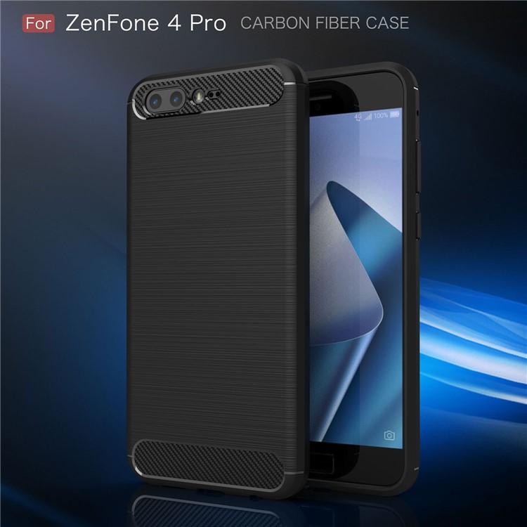 Carbon Fiber Texture Brushed TPU Mobile Phone Case for Asus ZenFone 4 Pro ZS551KL - Black-2
