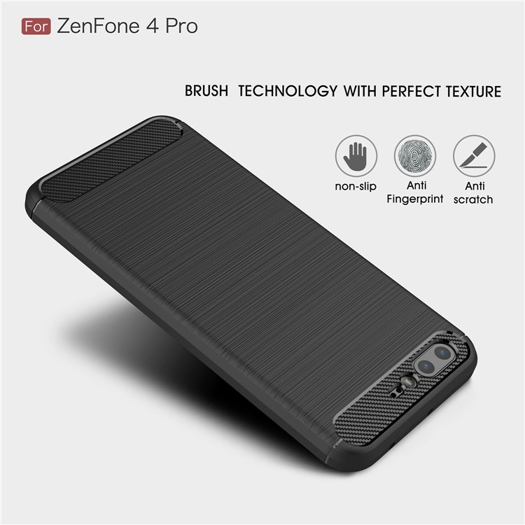 Carbon Fiber Texture Brushed TPU Mobile Phone Case for Asus ZenFone 4 Pro ZS551KL - Black-3