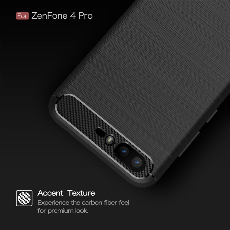 Carbon Fiber Texture Brushed TPU Mobile Phone Case for Asus ZenFone 4 Pro ZS551KL - Black-4