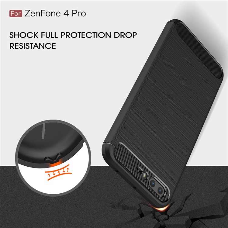 Carbon Fiber Texture Brushed TPU Mobile Phone Case for Asus ZenFone 4 Pro ZS551KL - Black-6