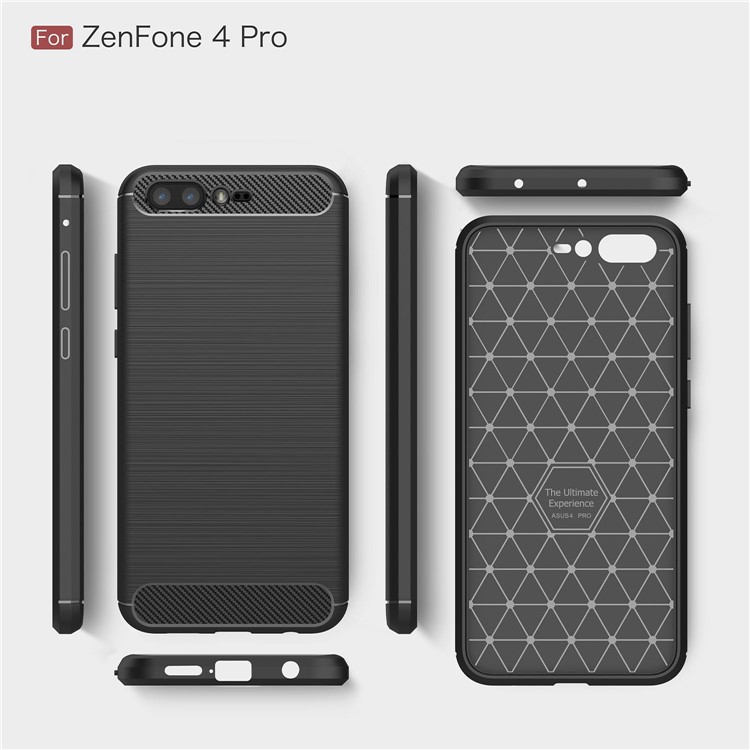 Carbon Fiber Texture Brushed TPU Mobile Phone Case for Asus ZenFone 4 Pro ZS551KL - Black-9