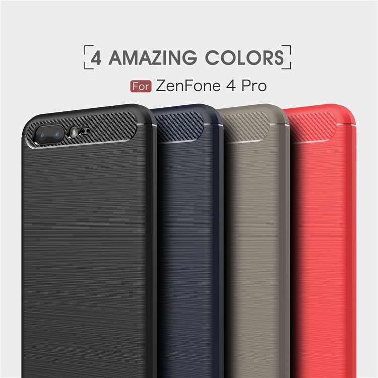 Carbon Fiber Texture Brushed TPU Mobile Phone Shell for Asus ZenFone 4 Pro ZS551KL - Red-3